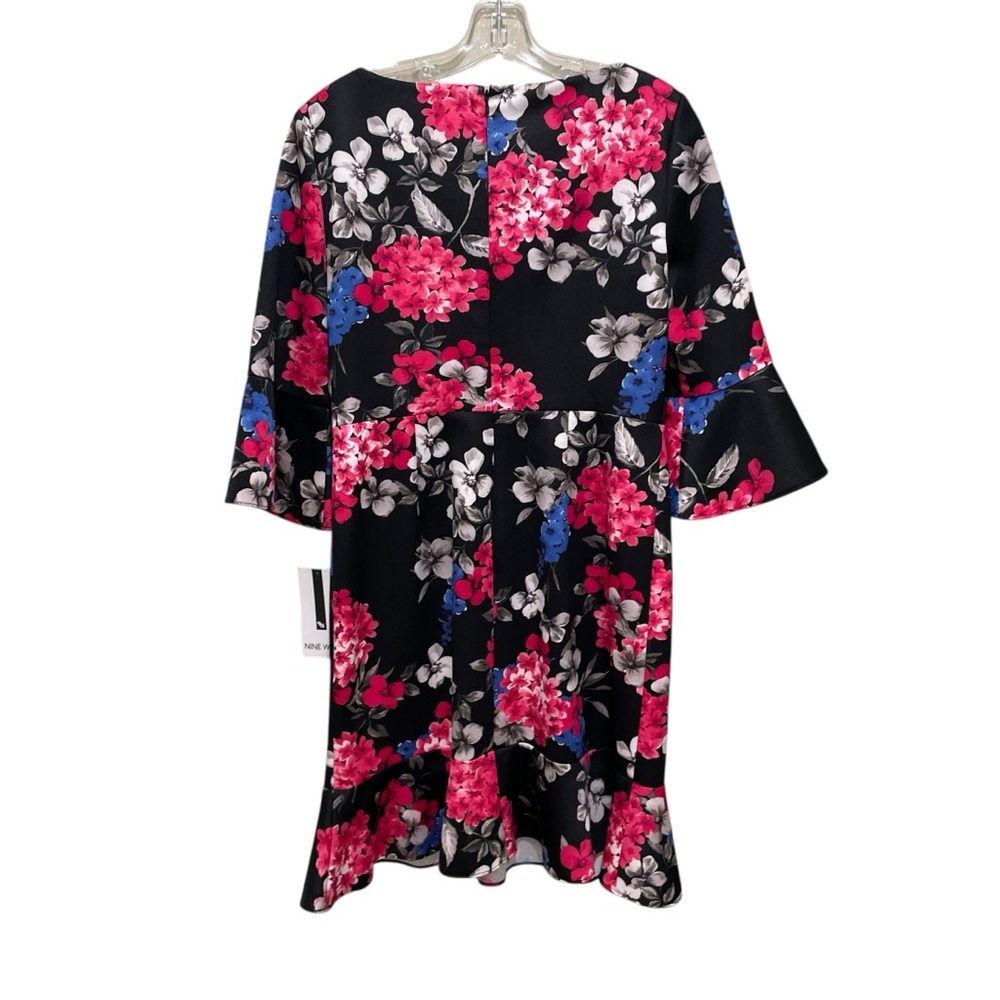 Nine West Floral Bell Sleeve Sheath Dress Black Multi Women’s Size 6 NWT - Picture 6 of 10